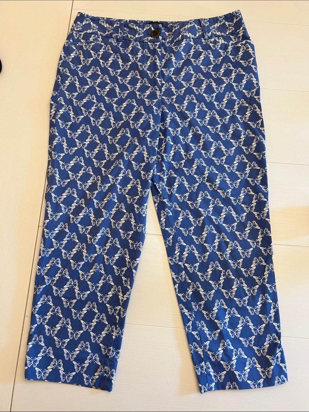 Talbots Blue Butterfly-Print Chinos